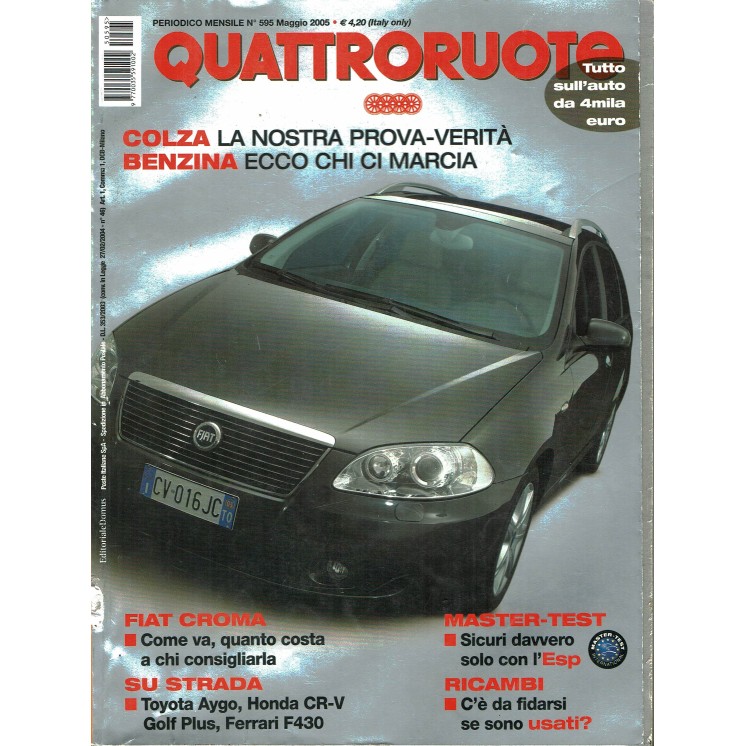 Quattroruote N. 595 maggio 2005 Ferrari F430 BMW M5 Aygo Croma ed. Domus