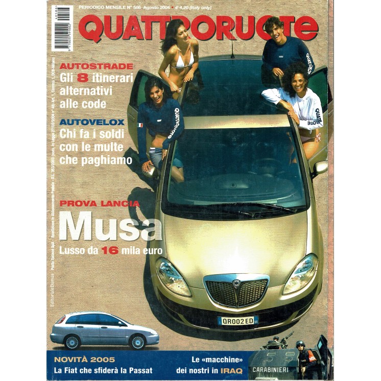 Quattroruote N. 586 agosto 2004 Peugeot 1007 Cadillac SRX Porsche 911 ed. Domus