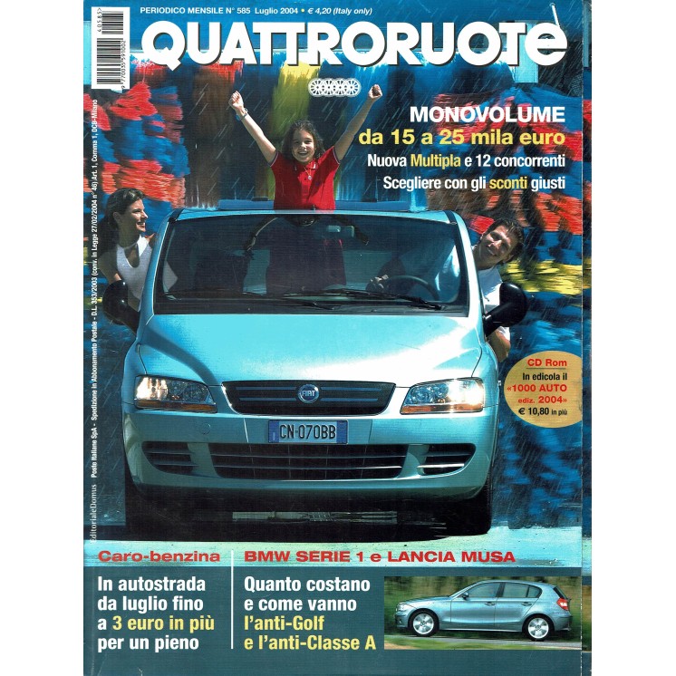 Quattroruote N. 585 luglio 2004 Alfa Romeo 147 1.9 Golf Musa ed. Domus