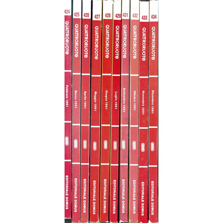 Quattroruote annata 1991 semi COMPLETA no gennaio agosto ed. Domus SS10