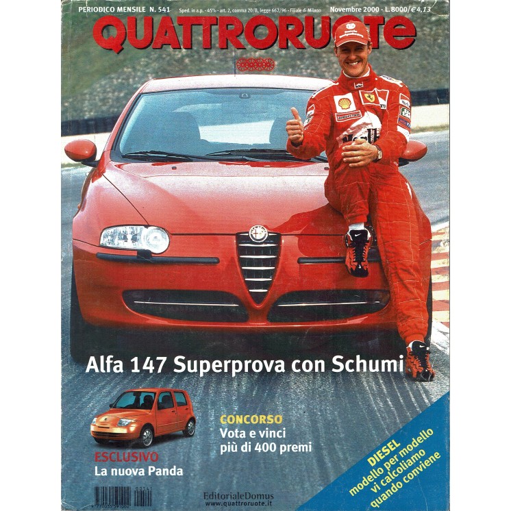 Quattroruote N. 541 novembre 2000 Schumacher Alfa 147 Panda ed. Domus