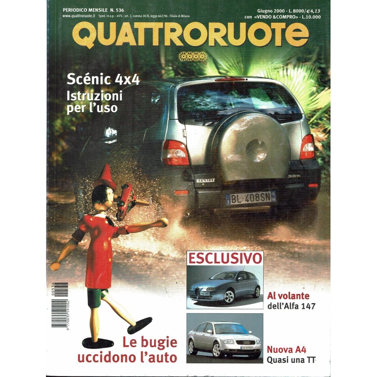 Quattroruote N. 536 giugno 2000 Alfa 147 Audi A4 Scenic 4x4 ed. Domus