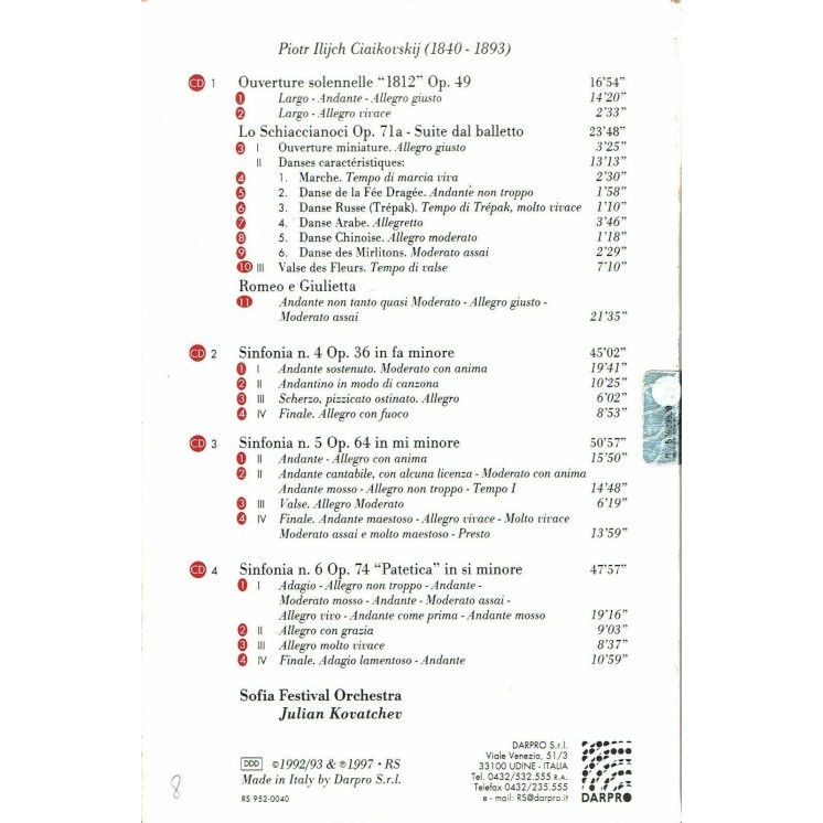 CD18 32 Ciaikovskij sinfonie 4 5 e 6 Sofia Festival Orchestra Julian Kovatchev