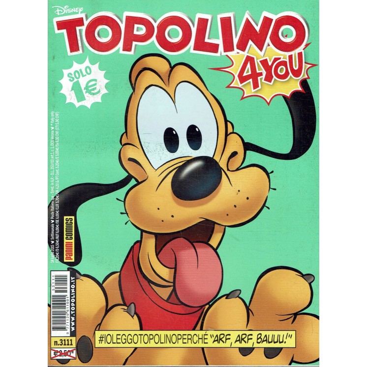 Topolino n.3111 cover Pluto Walt Disney ed. Panini