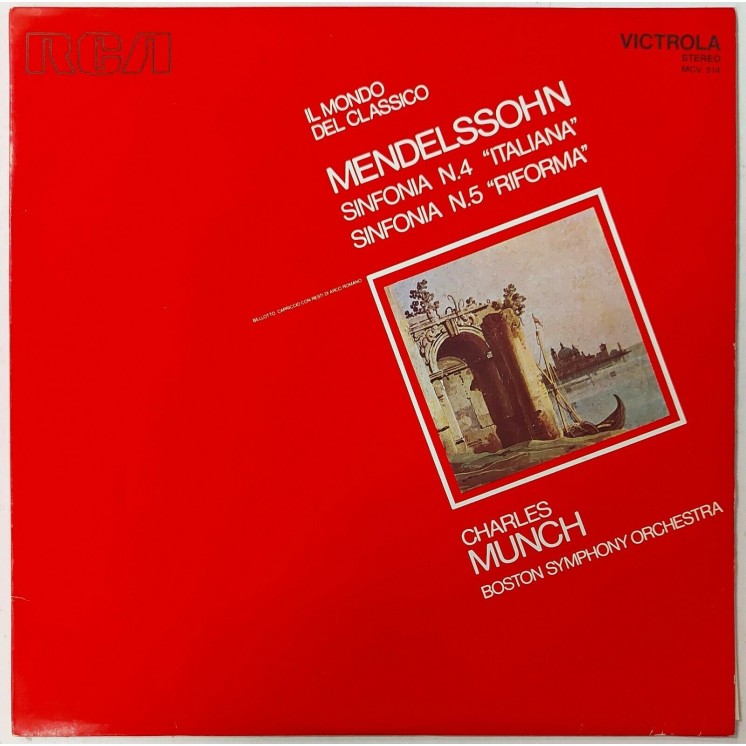 743 33 Giri Mendelssohn Sinfonia 4 E 5 Munch RCA Victrola MCV 514