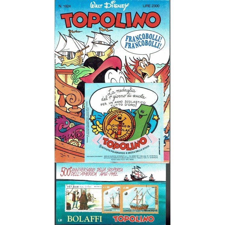 Topolino n.1924 Francobolli e allegato ed.Walt Disney Mondadori