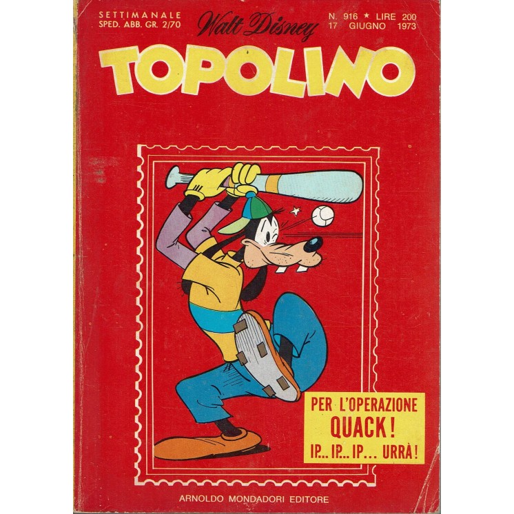 Topolino n. 916 giugno 1973 ed. Walt Disney Mondadori