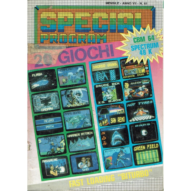 Special Program anno 7 n. 61 CBM 64, Spectrum 48k ed. SIPE FU16