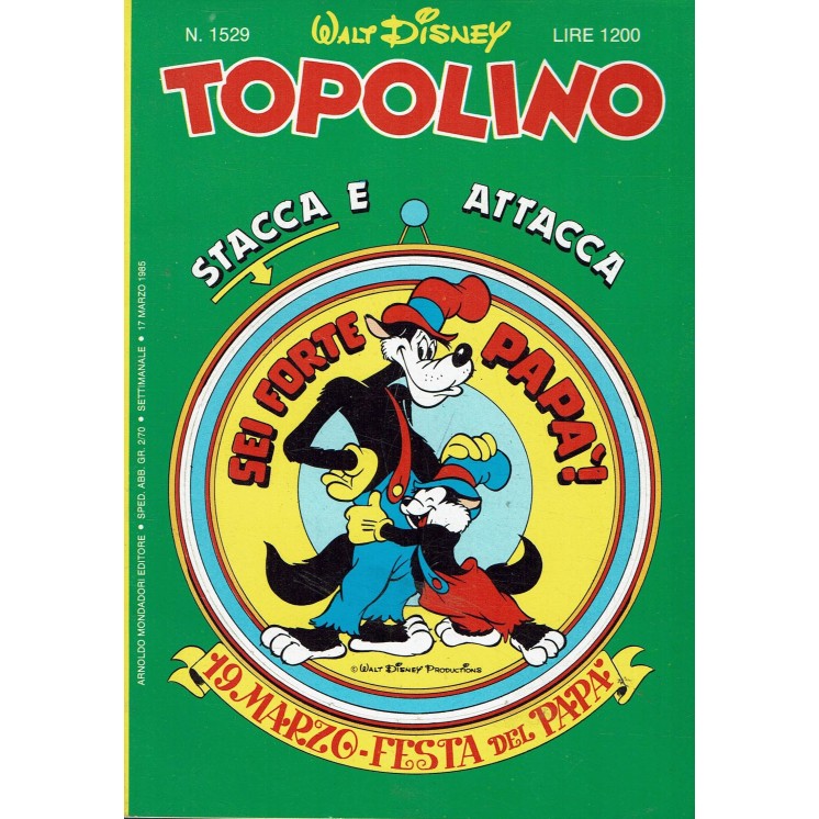 Topolino n.1529 copertina ADESIVA ed. Walt Disney Mondadori