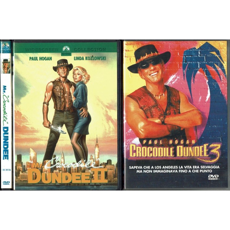 DVD Mr Crocodile Dundee 1 2 e 3 con Paul Hogan filmografia completa ITA B12