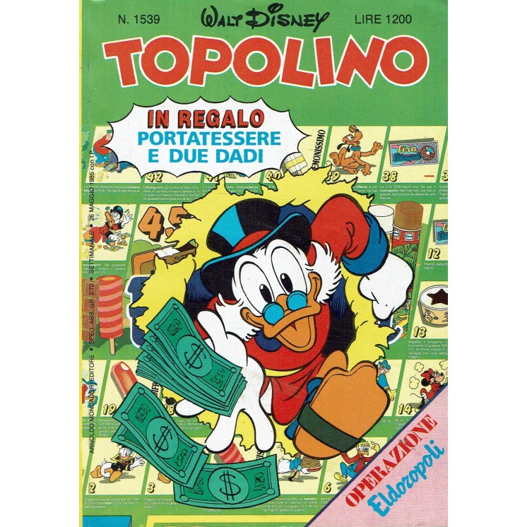 Topolino n.1539 GADGET tessere dadi ed. Walt Disney Mondadori