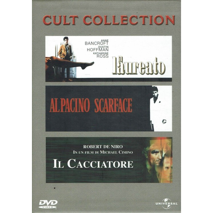 DVD CULT COLLECTION COFANETTO 3 DVD LAUREATO SCARFACE CACCIATORE ITA usato B11