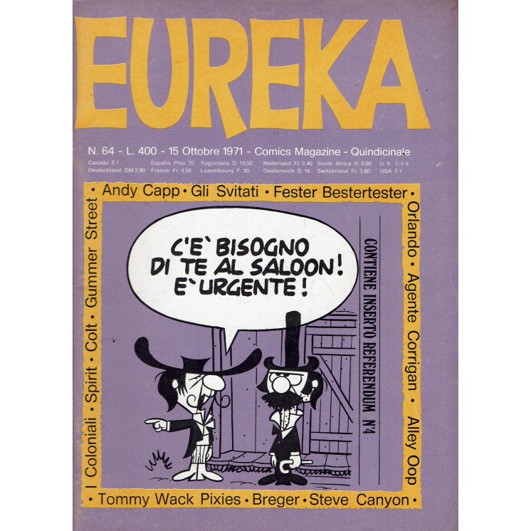 Eureka n. 64 1971 di Capp, Orlando e Oop ed. Corno FU45