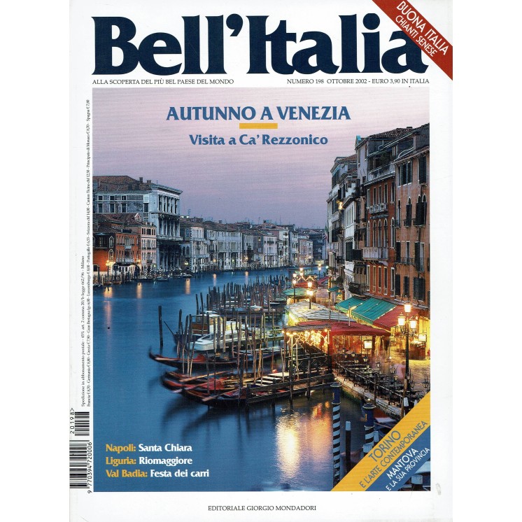 Bell'Italia 198 ott. 2002 autunno a Venezia ed. Mondadori FF12