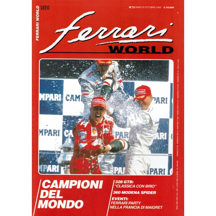Ferrari World  72 ott. '00 campioni del mondo ed. Vibi R02
