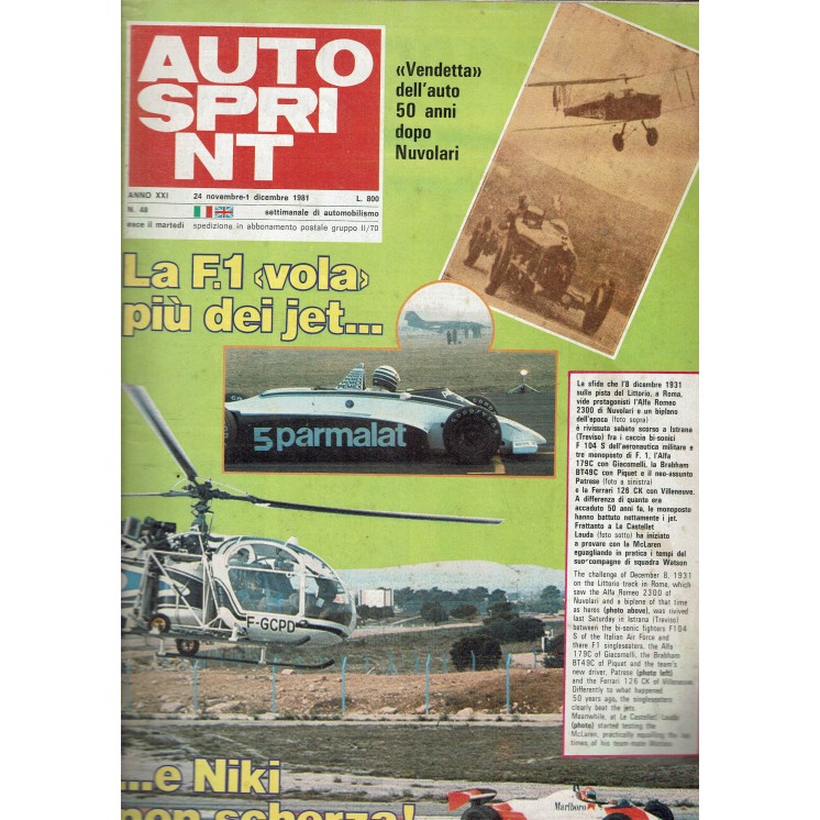 Auto Sprint 48 24 nov/1 dic '81 la F1 vola più dei jet ed. Conti R04