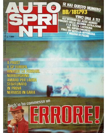 Auto Sprint 41 9/15 ott. '84 anch'io commesso errore ed. Conti R04