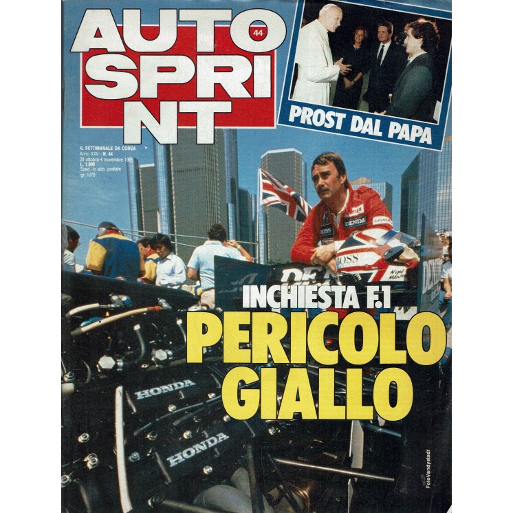 Auto Sprint 44 29 ott/4 nov. '85 inchiesta F1 pericolo giallo ed. Conti R03