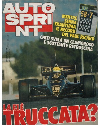 Auto Sprint 48 26 nov/2 dic. '85 la F1 è truccata ed. Conti R03