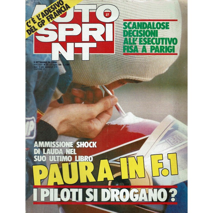 Auto Sprint 27 1/7 lug. '86 paura in F1 ed. Conti R03