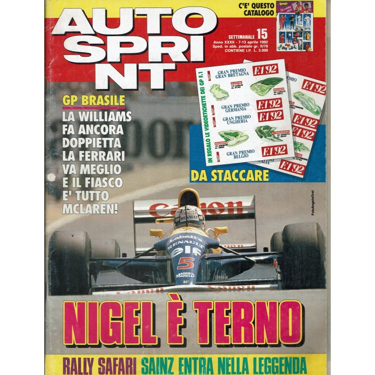 Auto Sprint 15 7/13 apr. '92 Nigel è terno ed. Conti R03