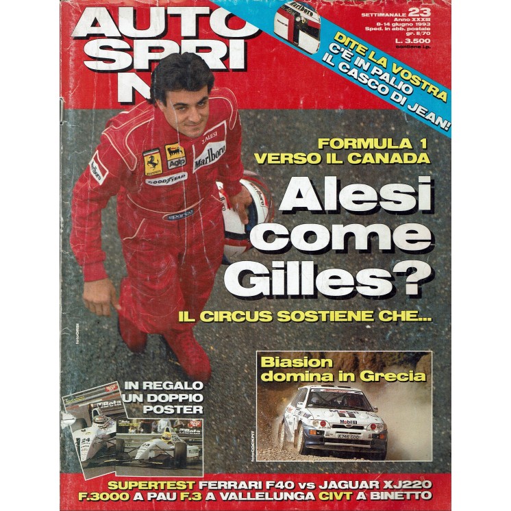 Auto Sprint 23 8/14 giu. '93 Alesi come Gilles ed. Conti R02