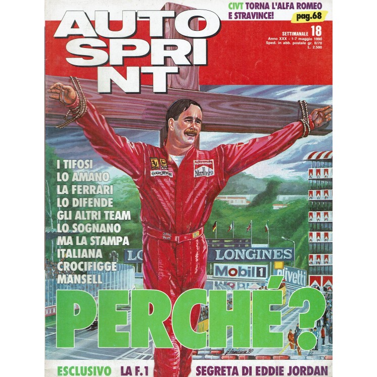 Auto Sprint 18 1/7 mag. '90 tifosi lo amano la Ferrari lo difende ed. Conti R02
