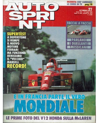 Auto Sprint 27 3/9 lug. '90 in Francia parte il vero mondiale ed. Conti R02