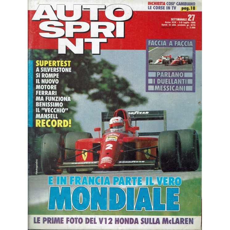 Auto Sprint 27 3/9 lug. '90 in Francia parte il vero mondiale ed. Conti R02