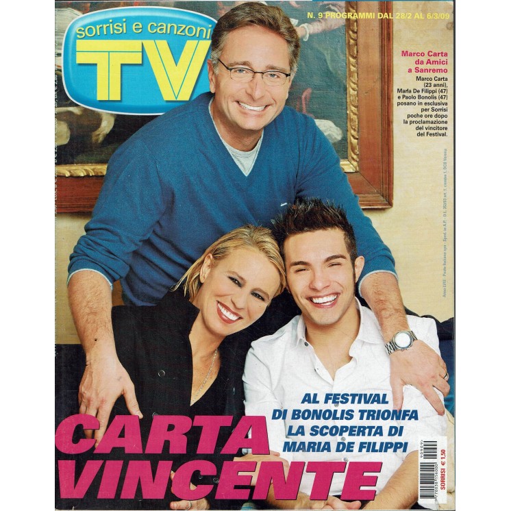 Tv Sorrisi e Canzoni  9 mar. 2009 M. Carta Bonolis L. Chiatti ed. Mondadori R05