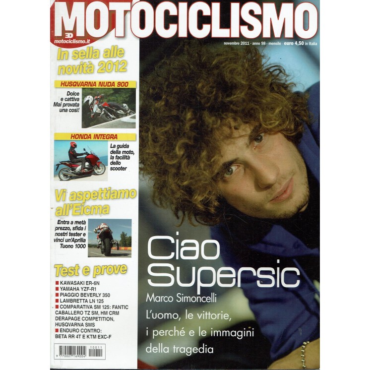Motociclismo 2678 n. 11 nov. 2011 ciao Supersic ed. Edisport SPA R09