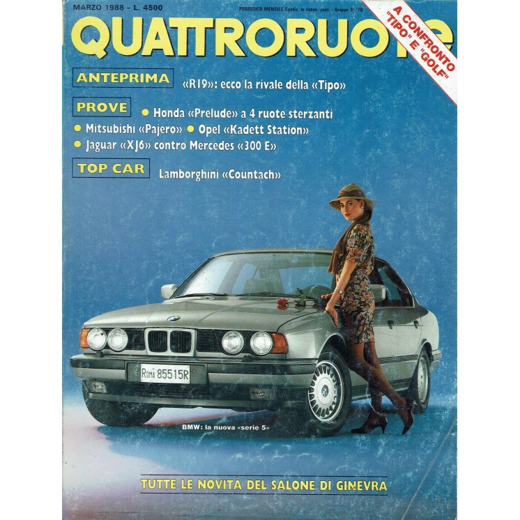Quattroruote 389 mar. 1988 R19 Honda Prelude Jaguar Xj6 ed. Domus FF05