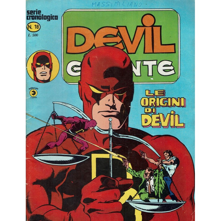 Devil serie cronologica n. 18 serie gigante le origini di Devil ed. Corno FU03