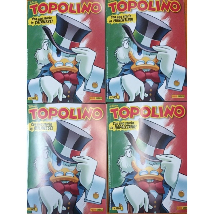 Topolino n. 3608 set completo dialetti 4 albi NUOVO ed. Panini Comics
