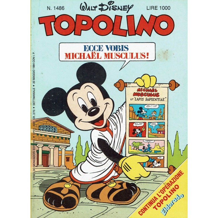 Topolino n.1486 di Walt Disney TESSERE ELDORADO ed. Mondadori