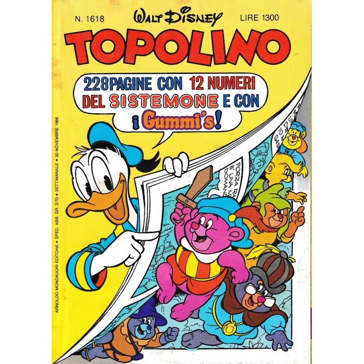 Topolino n.1618 30 nov 1986 di Walt Disney ed. Mondadori