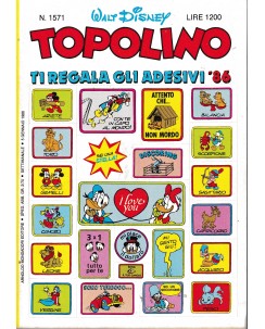 Topolino n.1571 5 gen 1986 copertina ADESIVA di Walt Disney ed. Mondadori