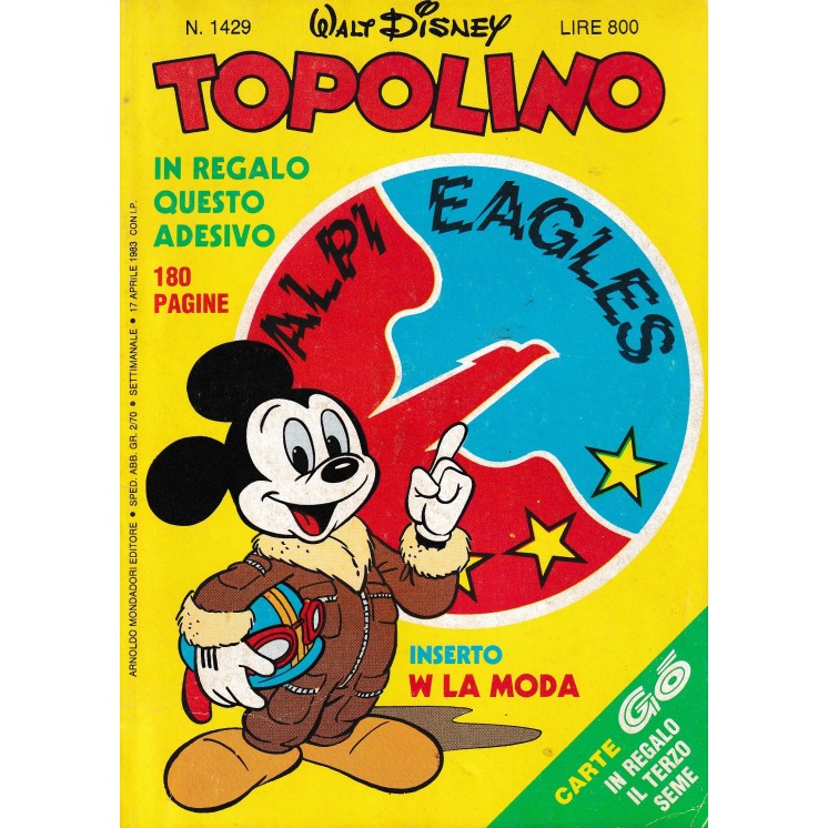 Topolino n.1429 17 apr 1983 ADESIVI Alpi Eagles di Walt Disney ed. Mondadori