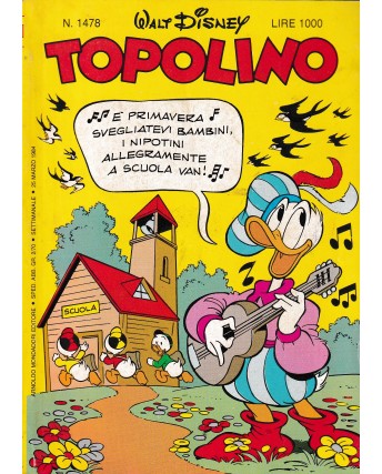 Topolino n.1478 25 mar 1984 di Walt Disney ed. Mondadori