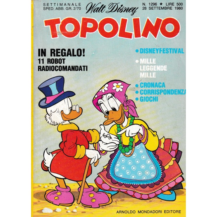 Topolino n.1296 28 set 1980 CEDOLA di Walt Disney ed. Mondadori