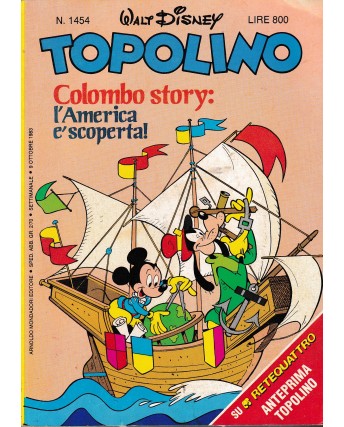 Topolino n.1454 9 ott 1983 di Walt Disney ed. Mondadori