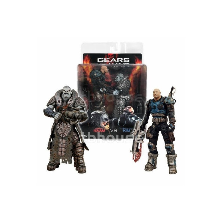 Gears of War General Raam vs Lt. Minh Young Kim 2 Action Figures 2009 NECA Gd05
