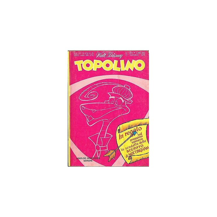 Topolino n.1015 11 mag 1975 ed. Walt Disney Mondadori