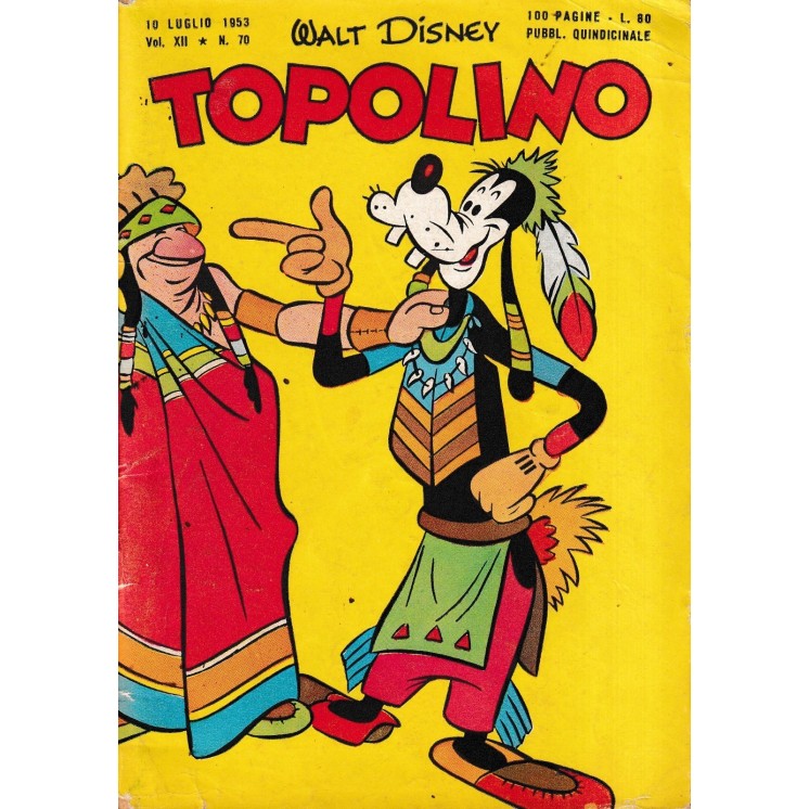Topolino n.   70  originale lug 1953  ed. Walt Disney Mondadori