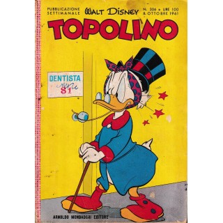 Topolino n.  306  originale ott 1961   FIGURINE ed. Walt Disney Mondadori