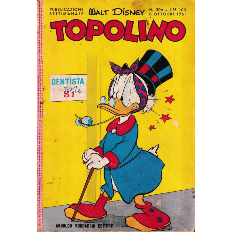 Topolino n.  306  originale ott 1961   FIGURINE ed. Walt Disney Mondadori