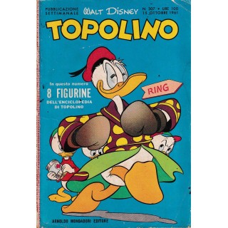 Topolino n.  307  originale ott 1961   FIGURINE ed. Walt Disney Mondadori