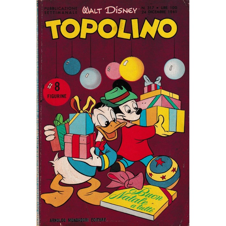 Topolino n.  317  originale dic 1961   FIGURINE ed. Walt Disney Mondadori