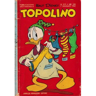 Topolino n.  319 originale gen 1962  ed. Walt Disney Mondadori