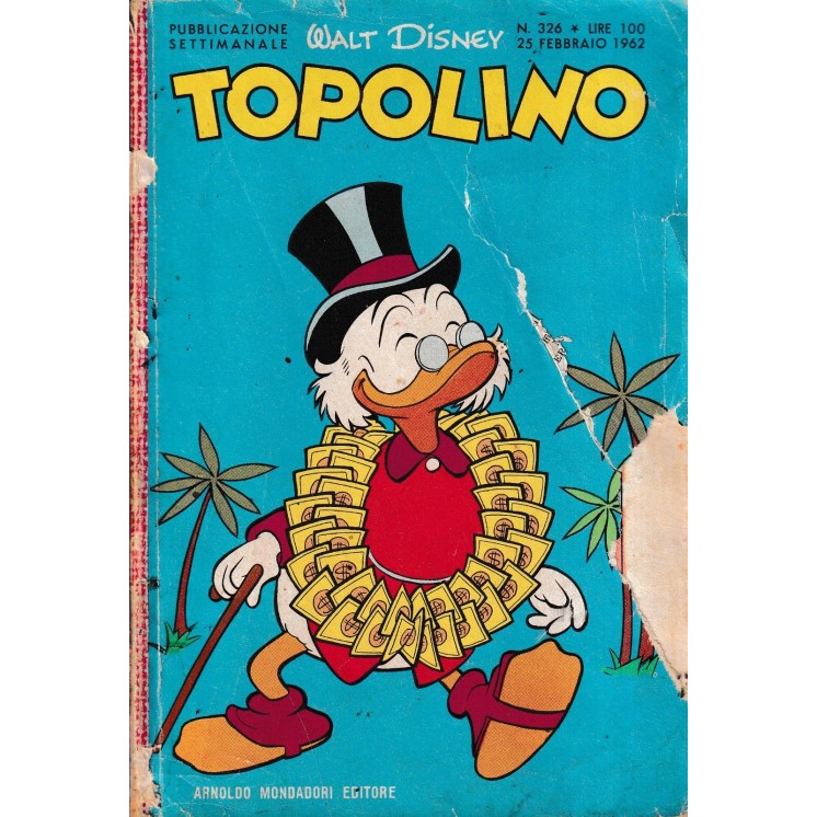 Topolino n.  326 originale feb 1962 FIGURINE ed. Walt Disney Mondadori